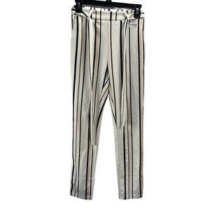 Shein Women Dress Pants Size S Color White Black Beige Stripe